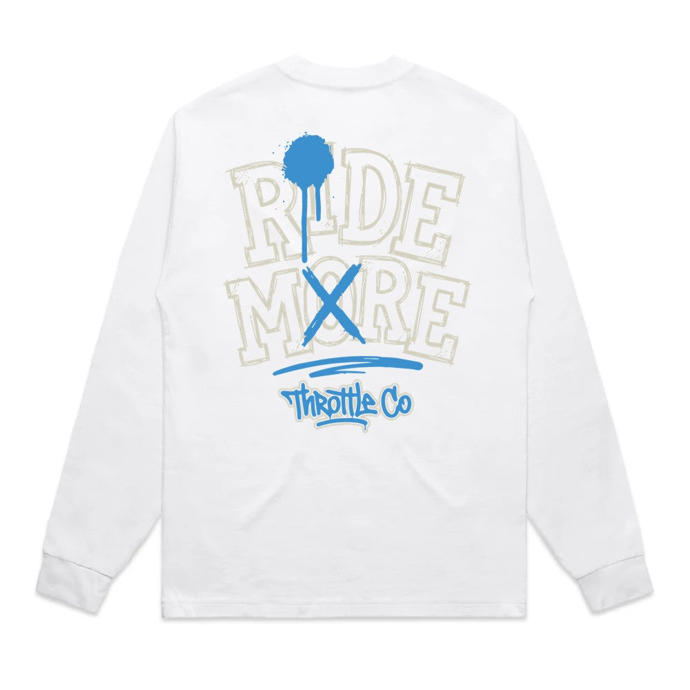 Ride More Graffiti Heavyweight Long Sleeve Tee White Back