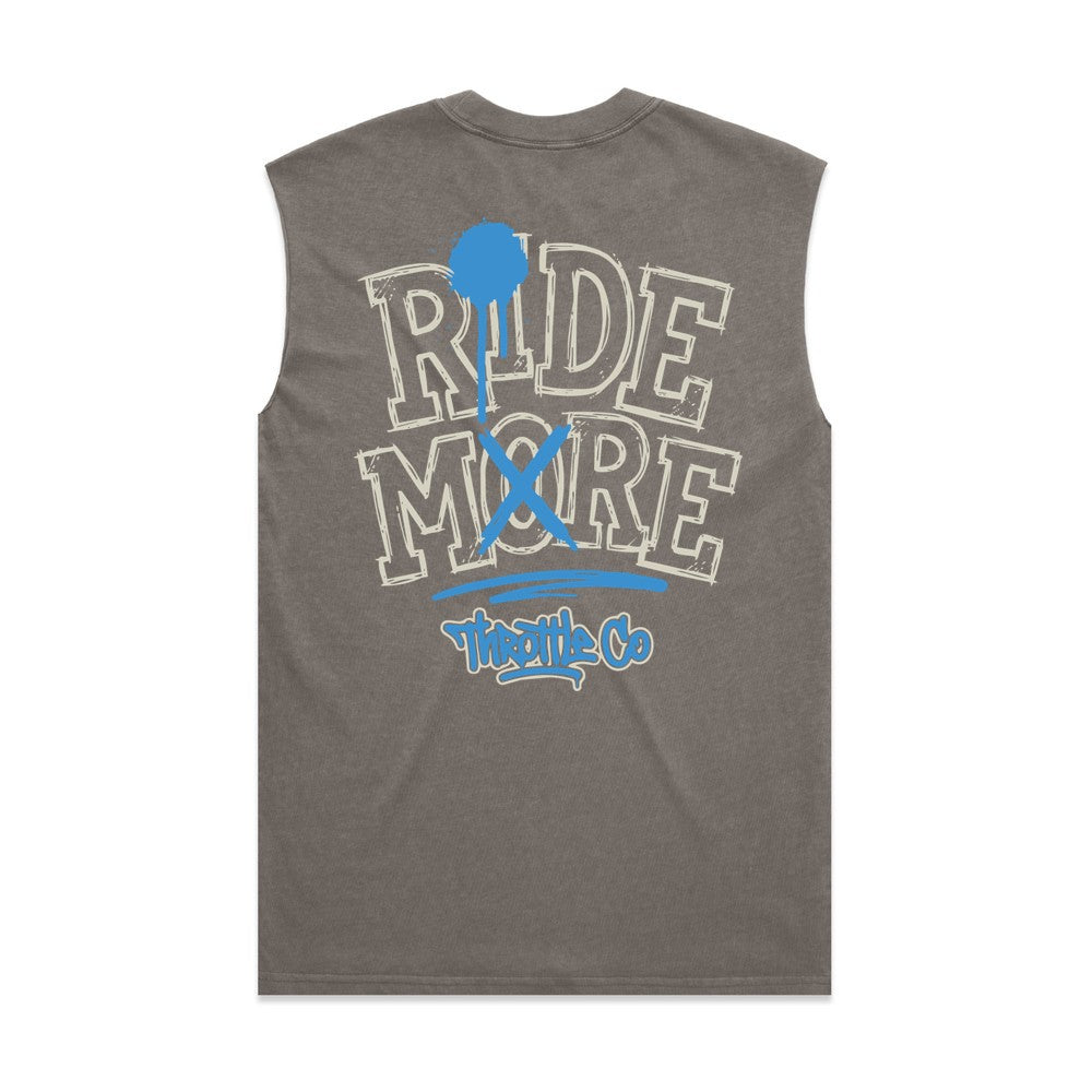 Ride More Graffiti Heavyweight Tank Faded Grey Back