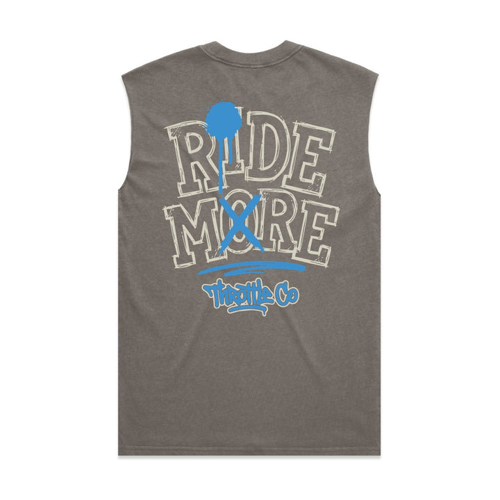 Ride More Graffiti Heavyweight Tank Faded Grey Back