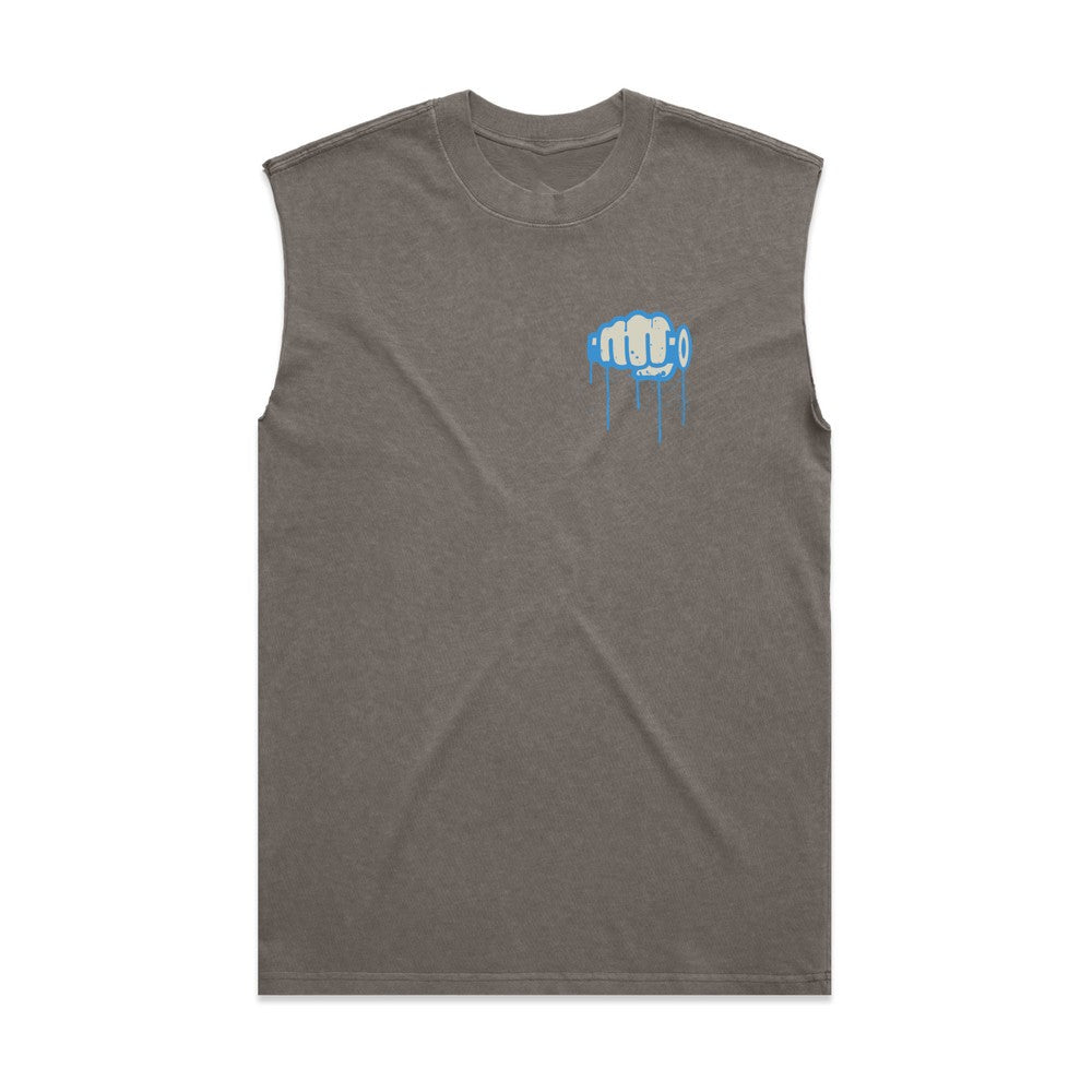 Ride More Graffiti Heavyweight Tank Faded Grey Front