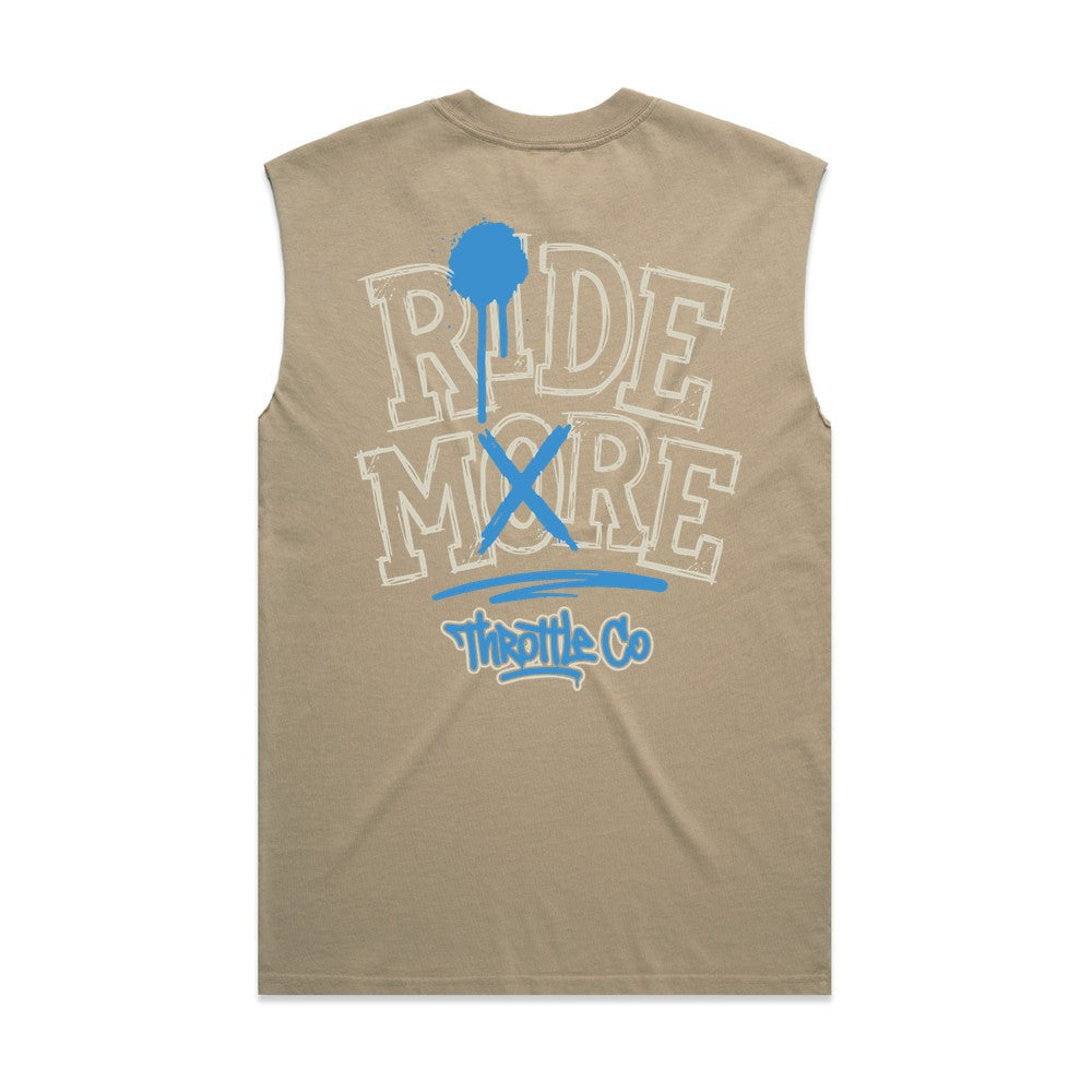 Ride More Graffiti Heavyweight Tank Faded Khaki Back