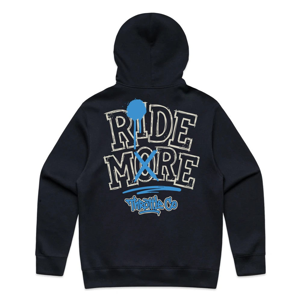 Ride More Graffiti Hoodie Ink Blue Back