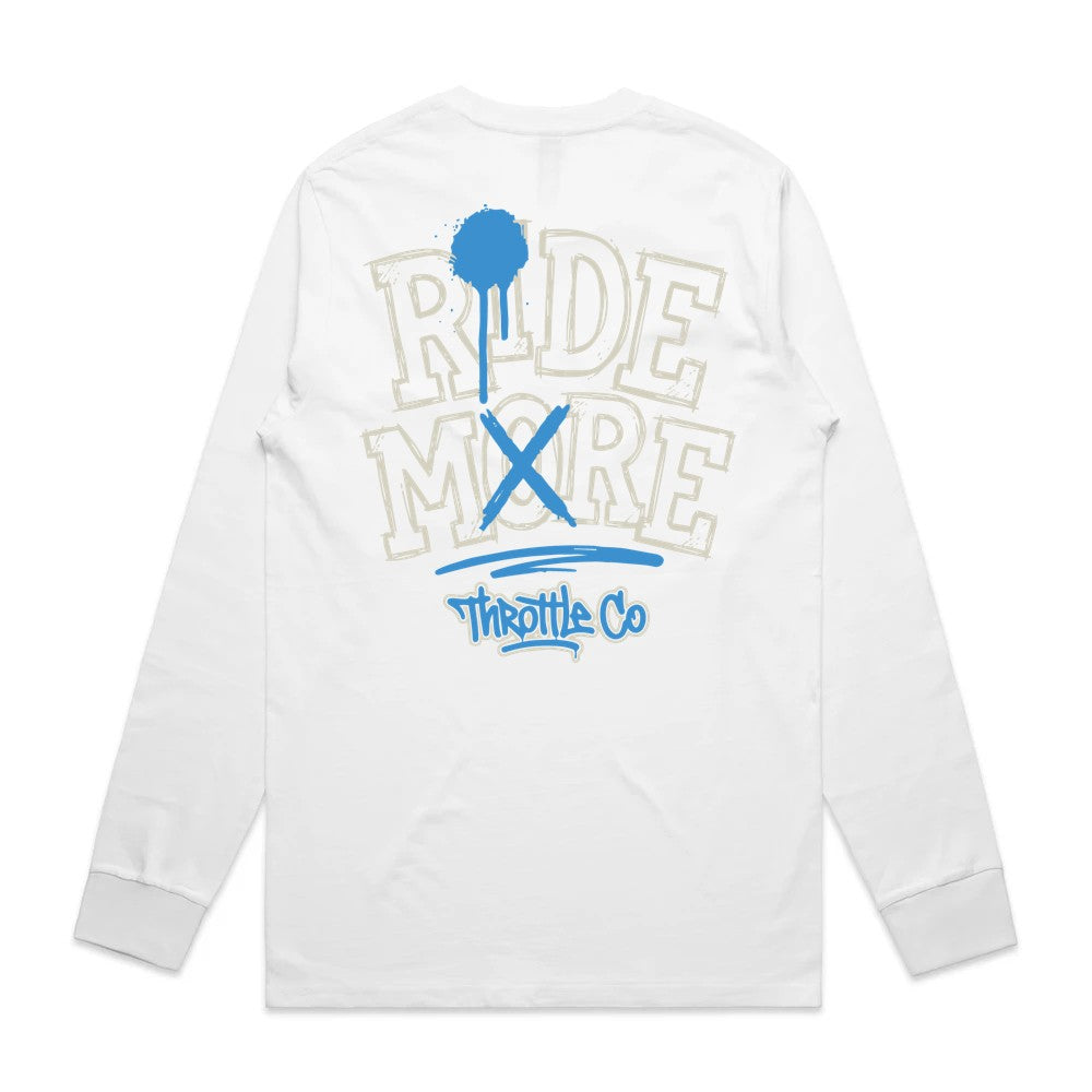 Ride More Graffiti Long Sleeve Tee White Back