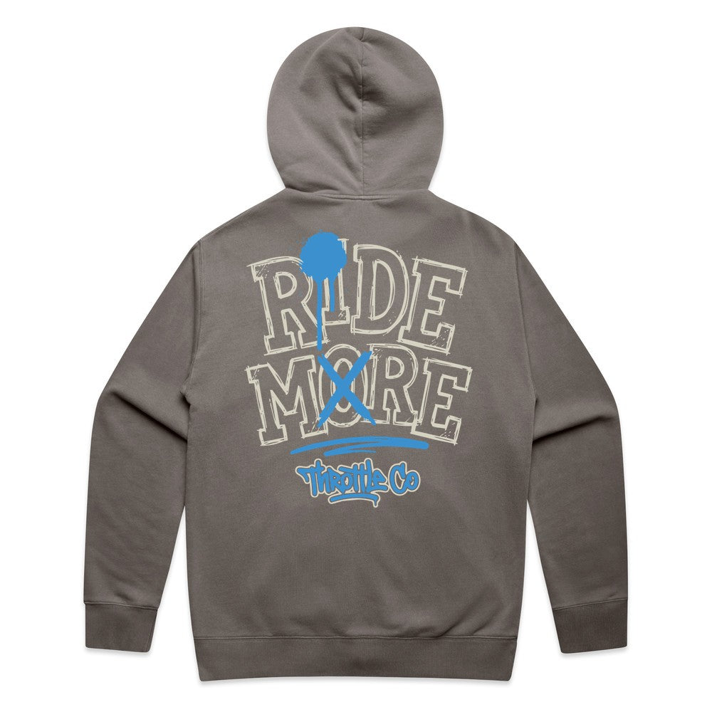 Ride More Graffiti Zip Hoodie Faded Grey Back
