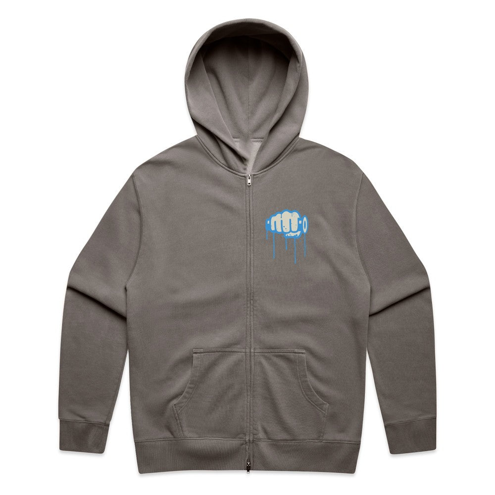 Ride More Graffiti Zip Hoodie Faded Grey Front