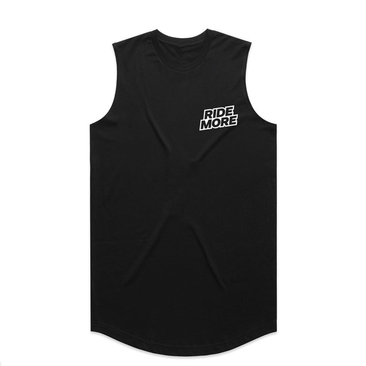 Ride More Logo Drop Tank Black Front