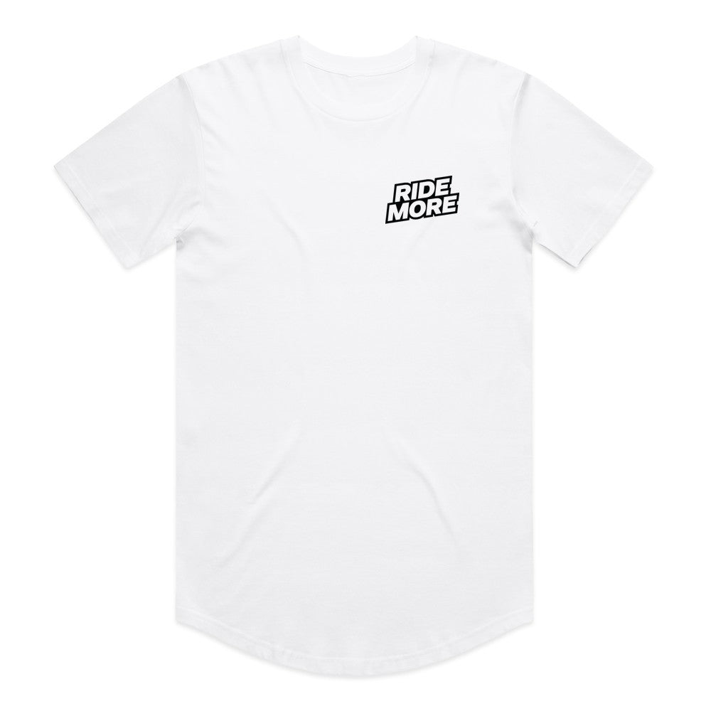 Ride More Logo Drop Tee White Front