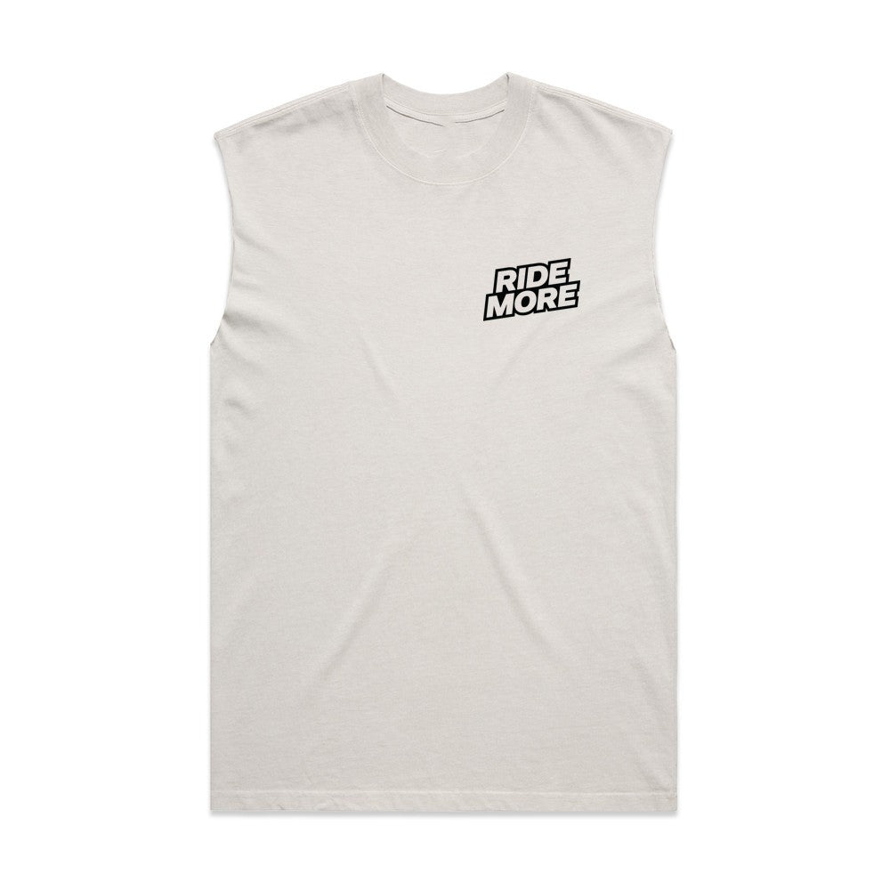 Ride More Logo Heavyweight Tank Faded Bone Front