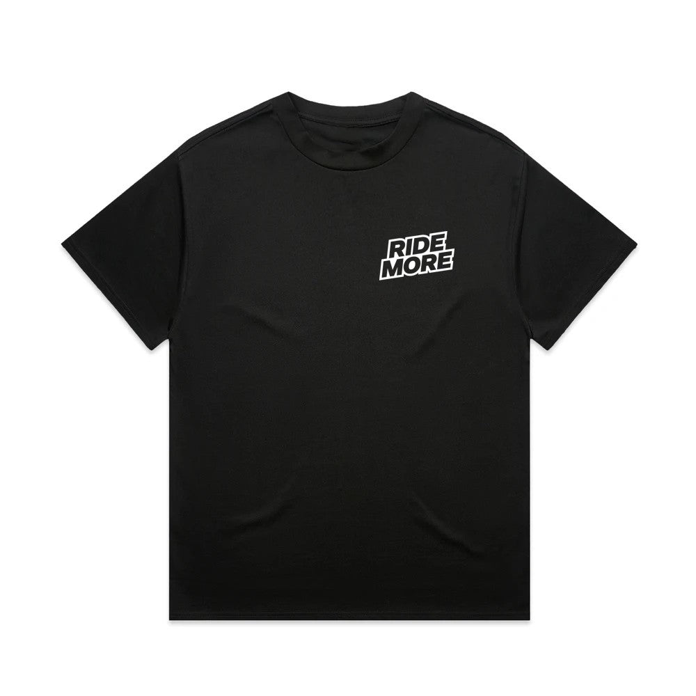 Ride More Logo Heavyweight Tee Black Front