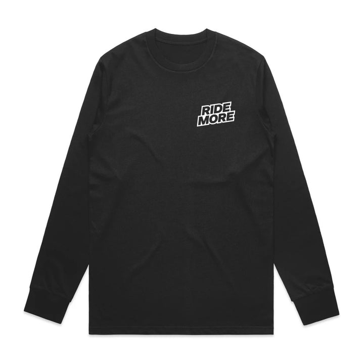 Ride More Logo Long Sleeve Tee Black Front