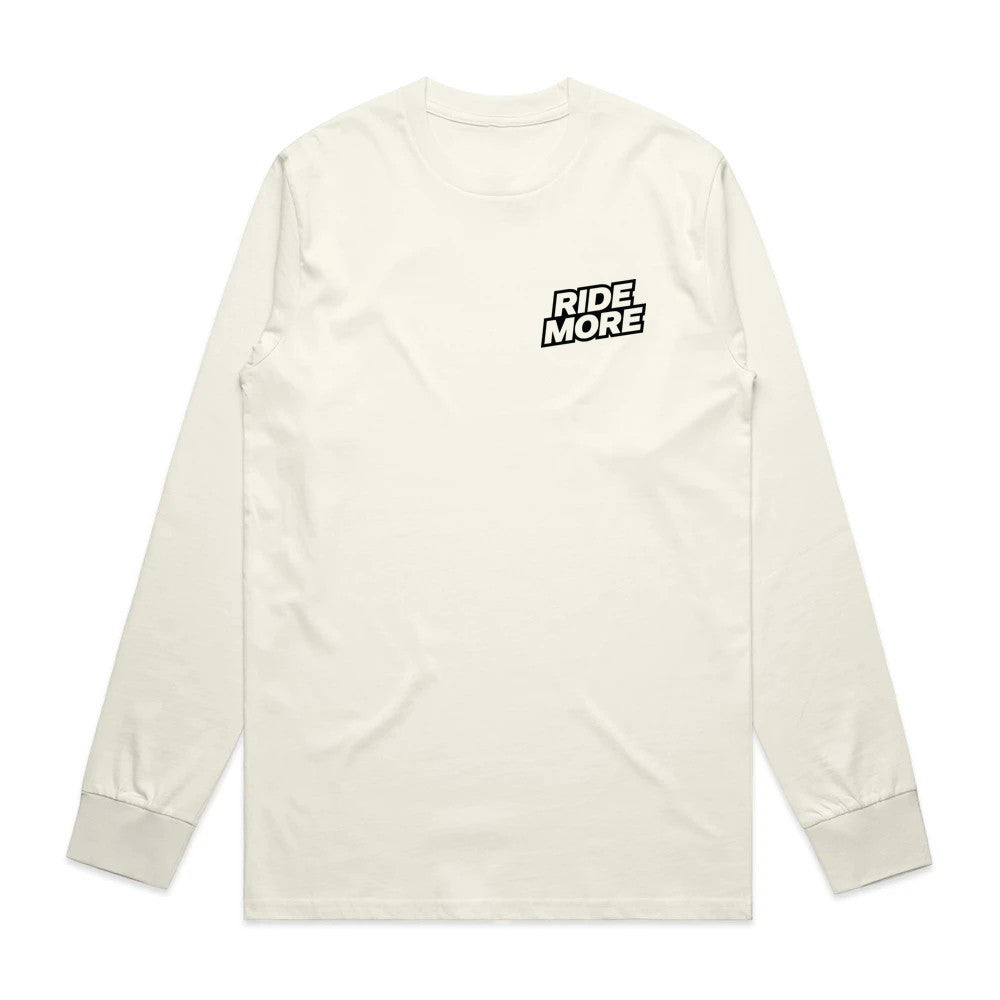 Ride More Logo Long Sleeve Tee Tan Front