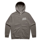 Ride More Logo Zip Hoodie Faded Grey Front