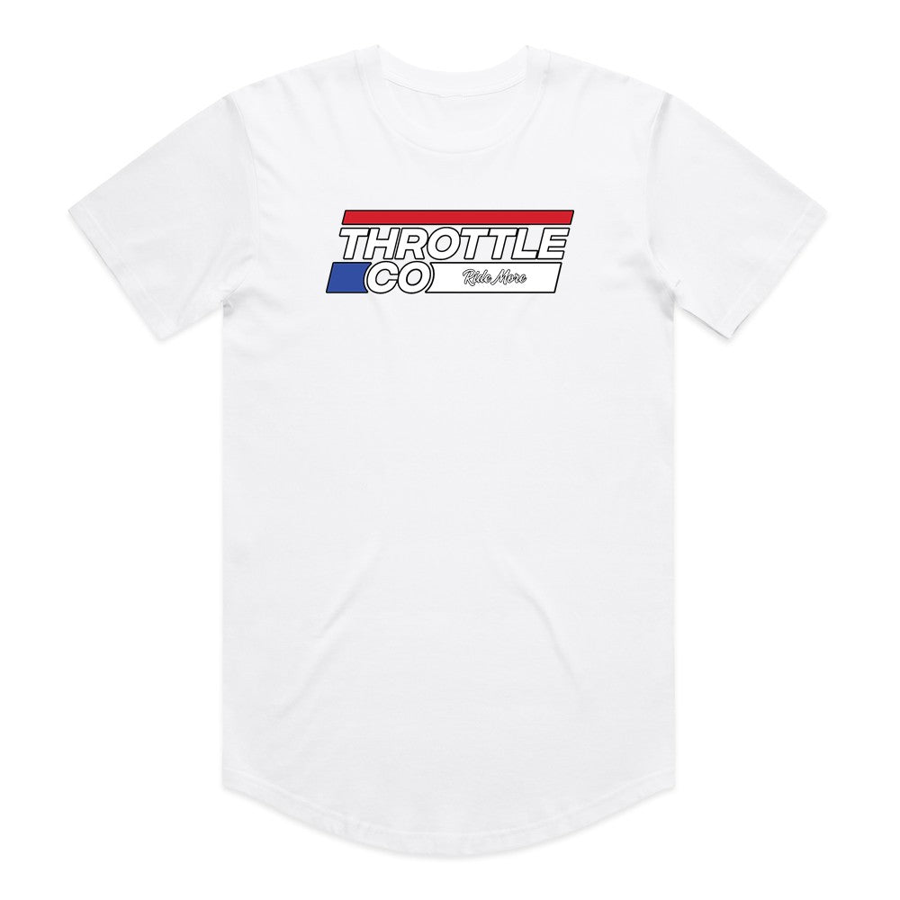 Throttle Co Stripes Drop Tee White Front