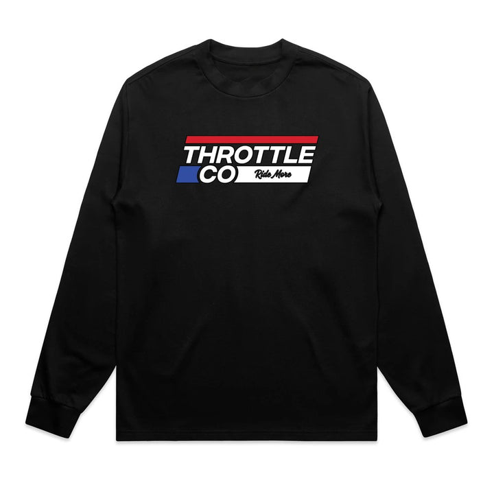 Throttle Co Stripes Heavyweight Long Sleeve Tee Black Front