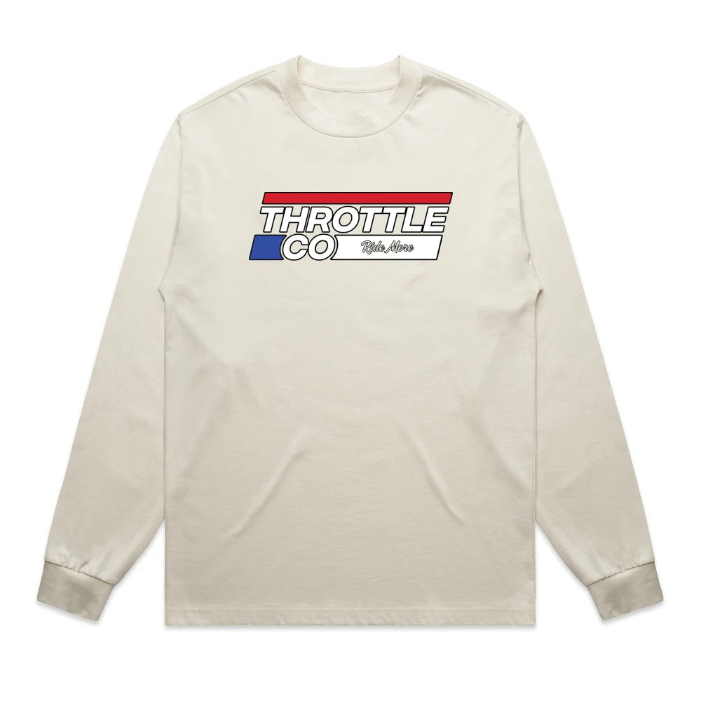 Throttle Co Stripes Heavyweight Long Sleeve Tee Tan Front