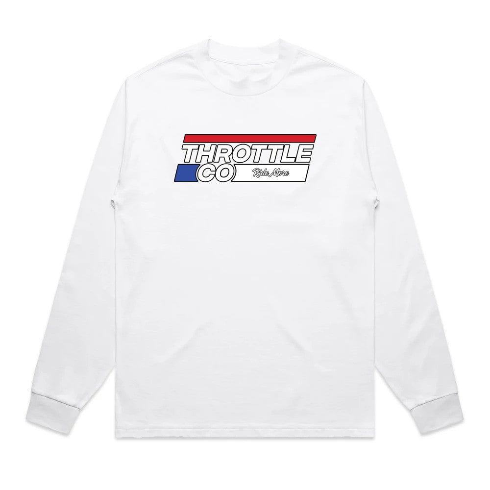 Throttle Co Stripes Heavyweight Long Sleeve Tee White Front