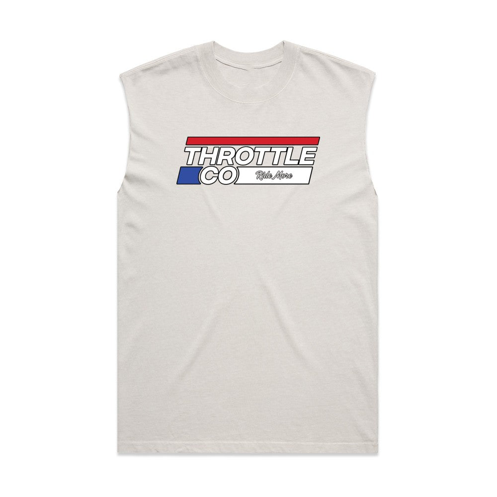 Throttle Co Stripes Heavyweight Tank Faded Bone Front