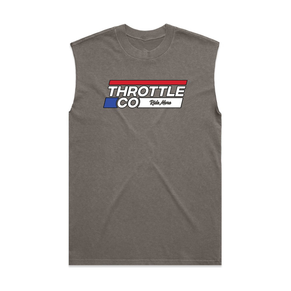Throttle Co Stripes Heavyweight Tank Faded Grey Front
