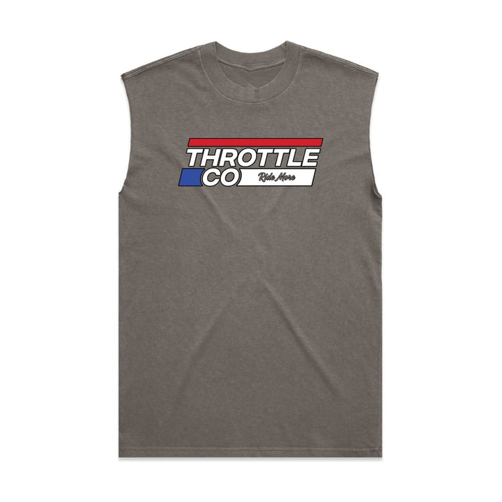 Throttle Co Stripes Heavyweight Tank Faded Grey Front