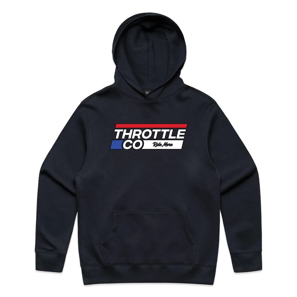 Throttle Co Stripes Hoodie Ink Blue Front