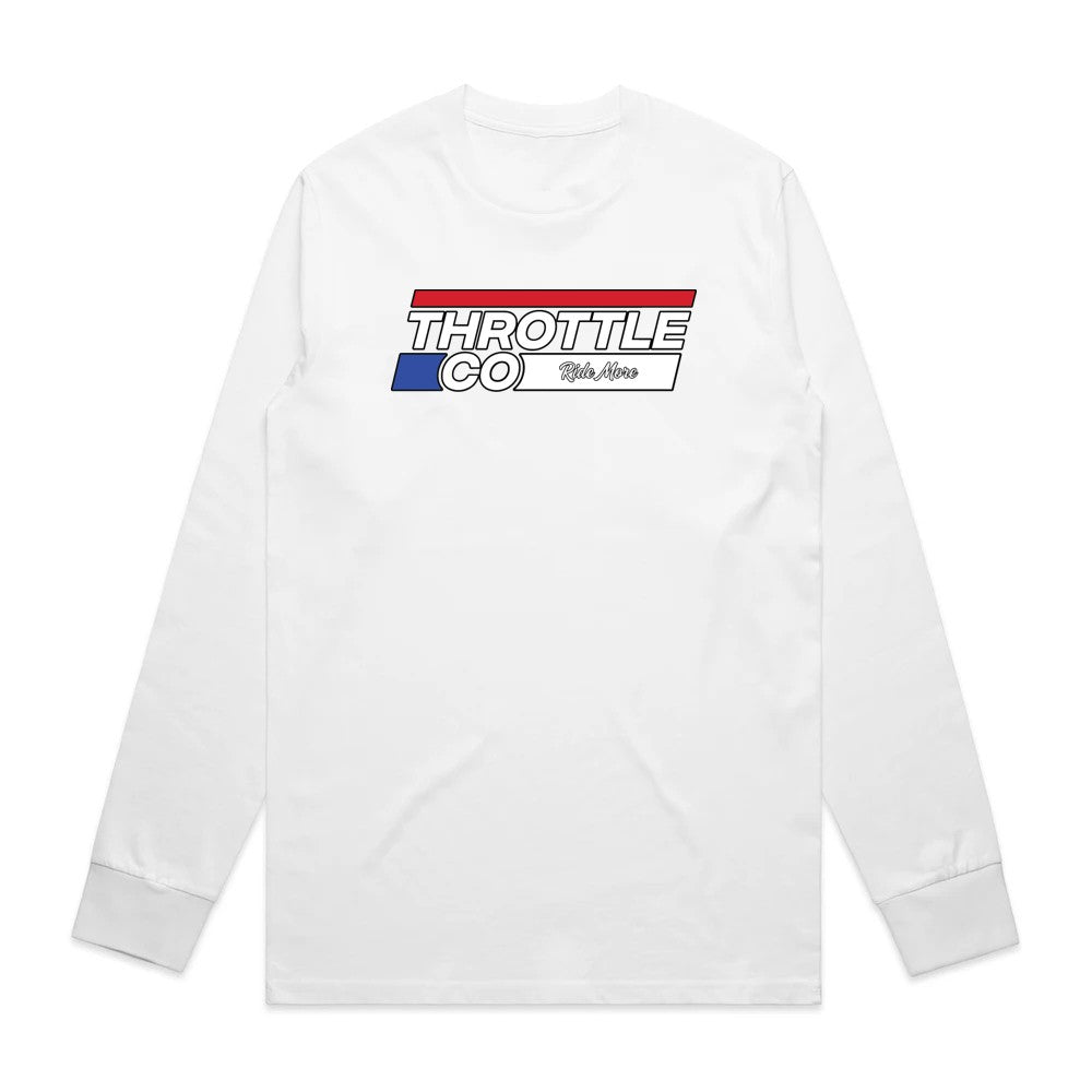 Throttle Co Stripes Long Sleeve Tee White Front