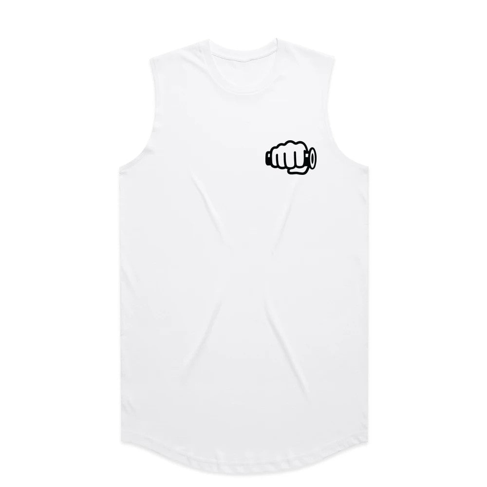 TB Fist Logo Drop Tank White Front