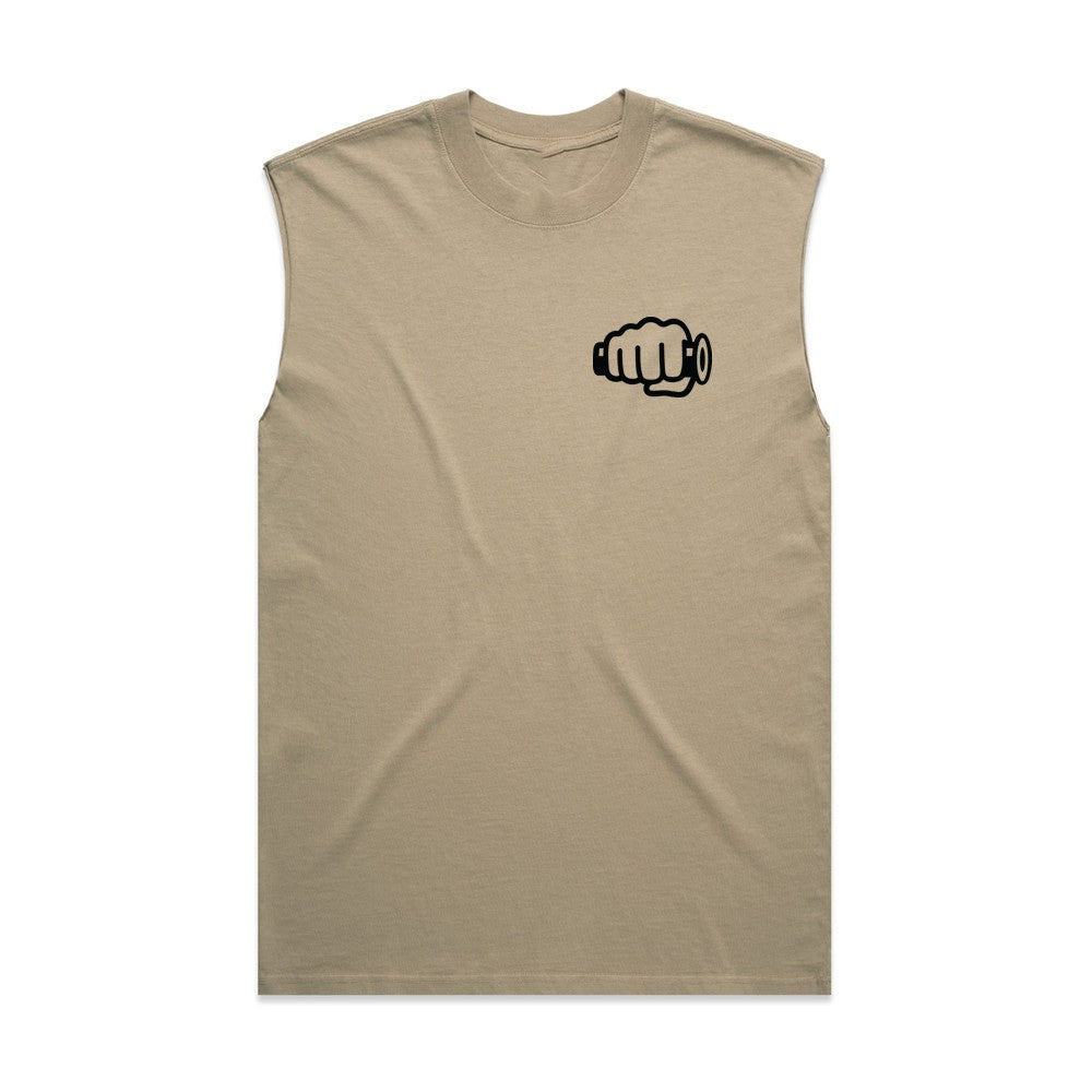 TB Fist Logo Heavyweight Tank Faded Khaki Front
