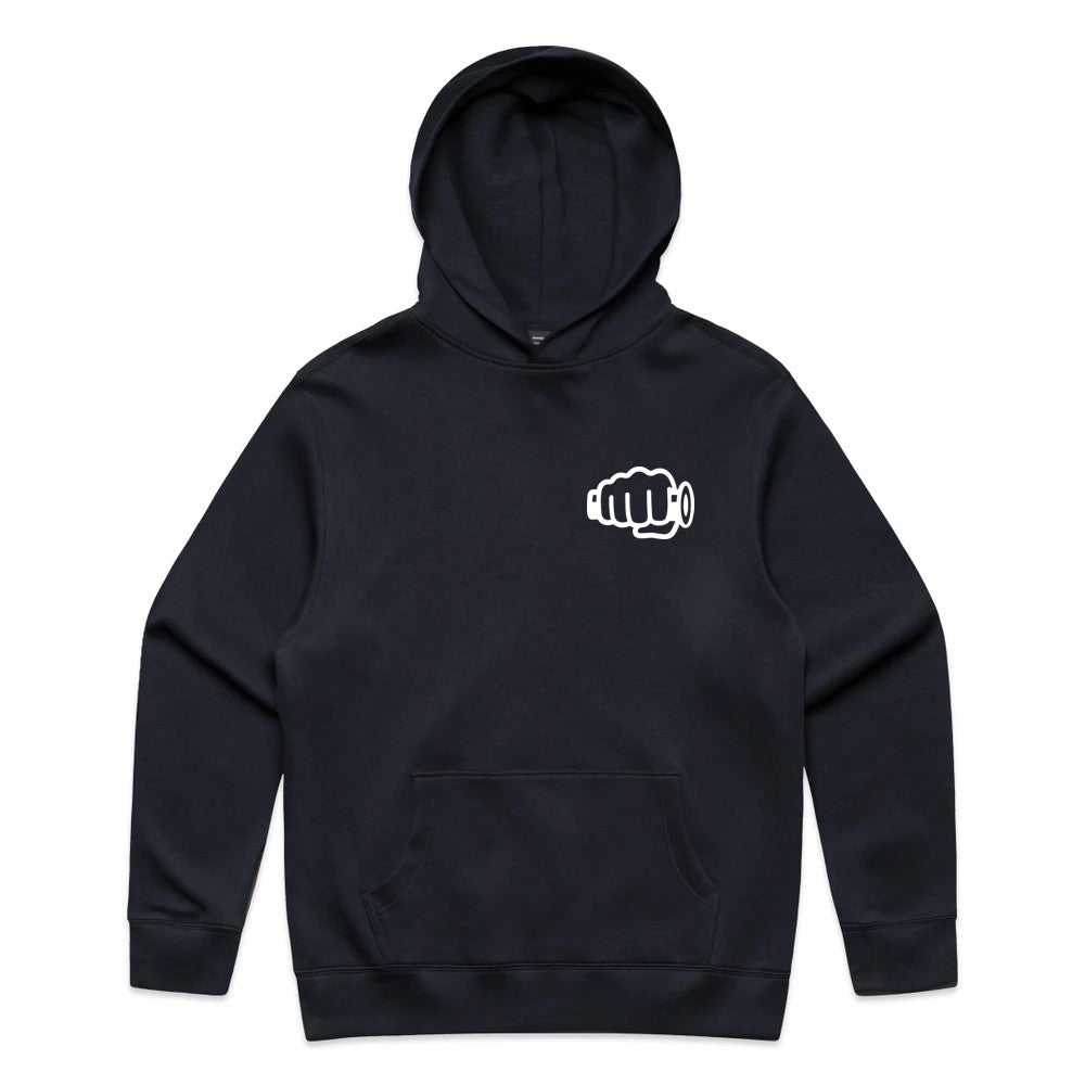 TB Fist Logo Hoodie Ink Blue Front