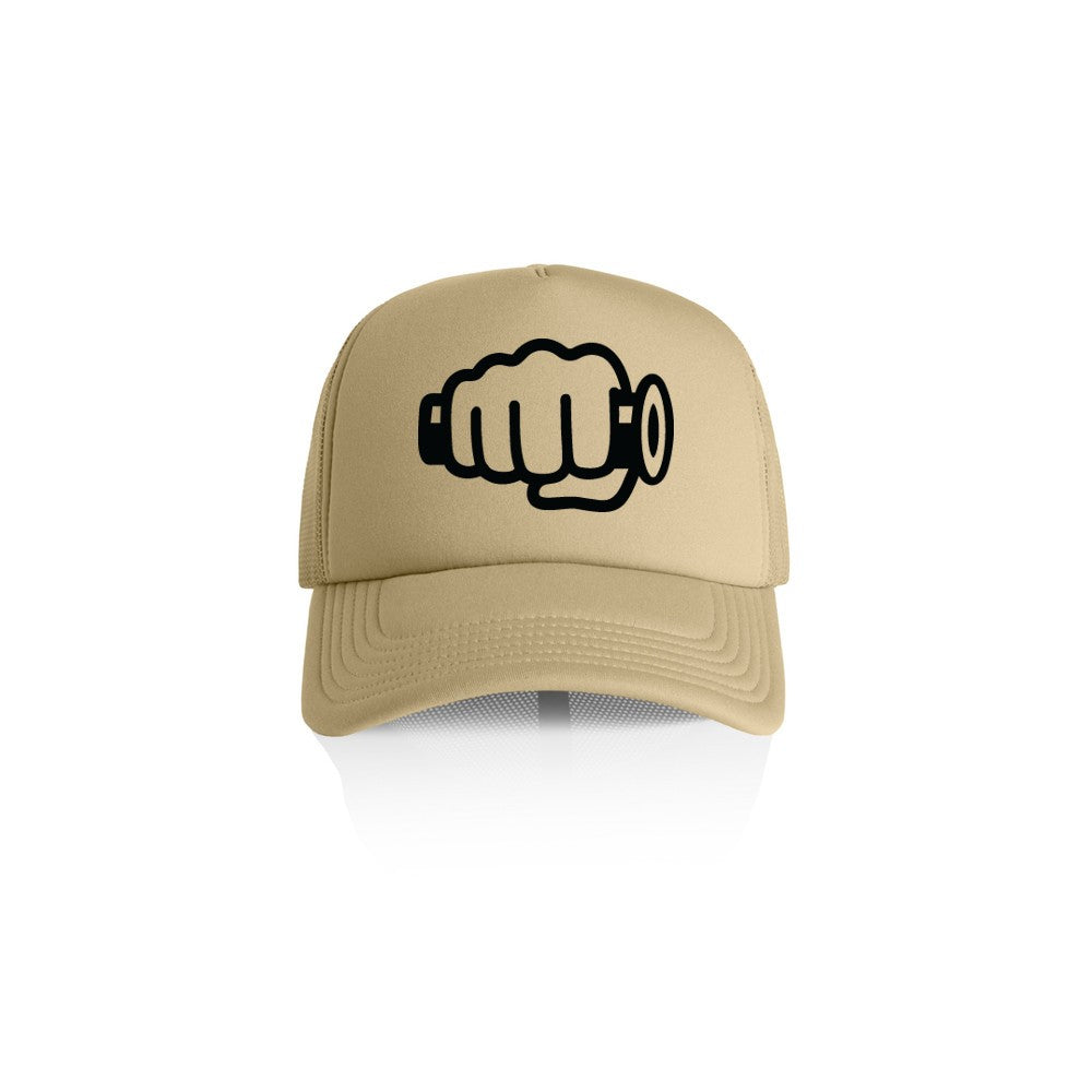 TB Fist Logo Trucker Hat Khaki Front
