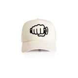 TB Fist Logo Trucker Hat Tan Front