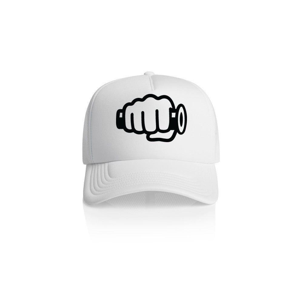 TB Fist Logo Trucker Hat White Front