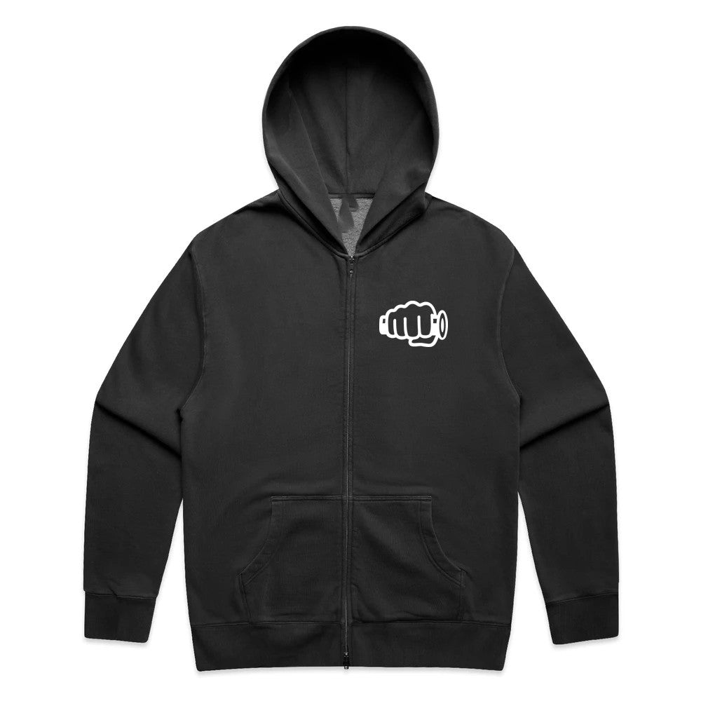TB Fist Logo Zip Hoodie Faded Black Front
