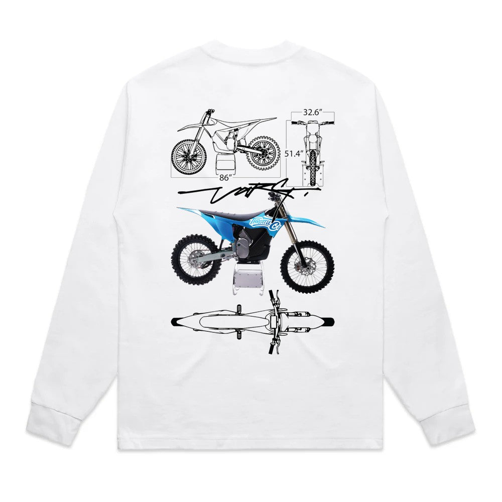 Throttle Co Varg Heavyweight Long Sleeve Tee White Back
