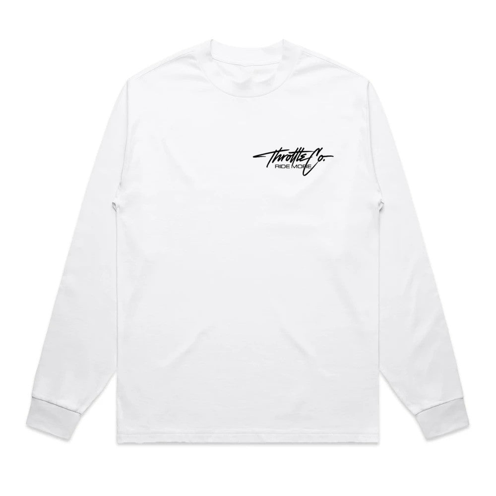 Throttle Co Varg Heavyweight Long Sleeve Tee White Front
