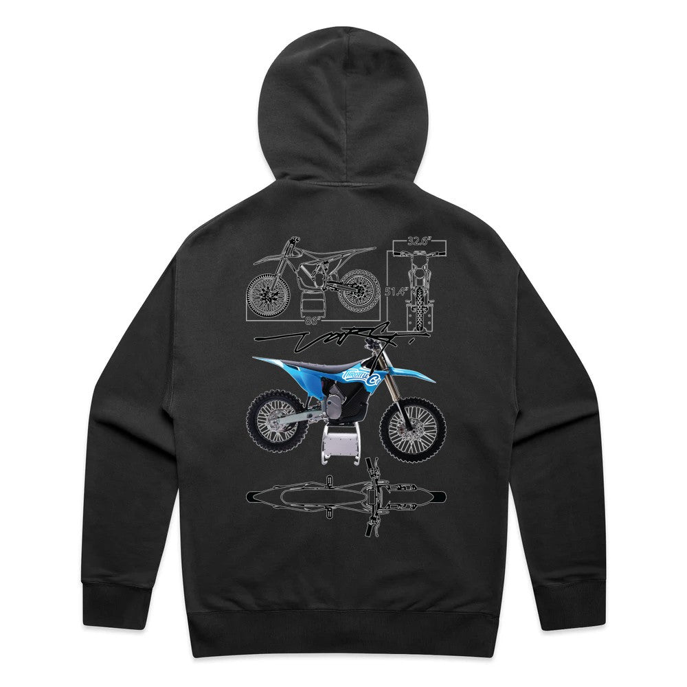Throttle Co Varg Zip Hoodie Faded Black Back