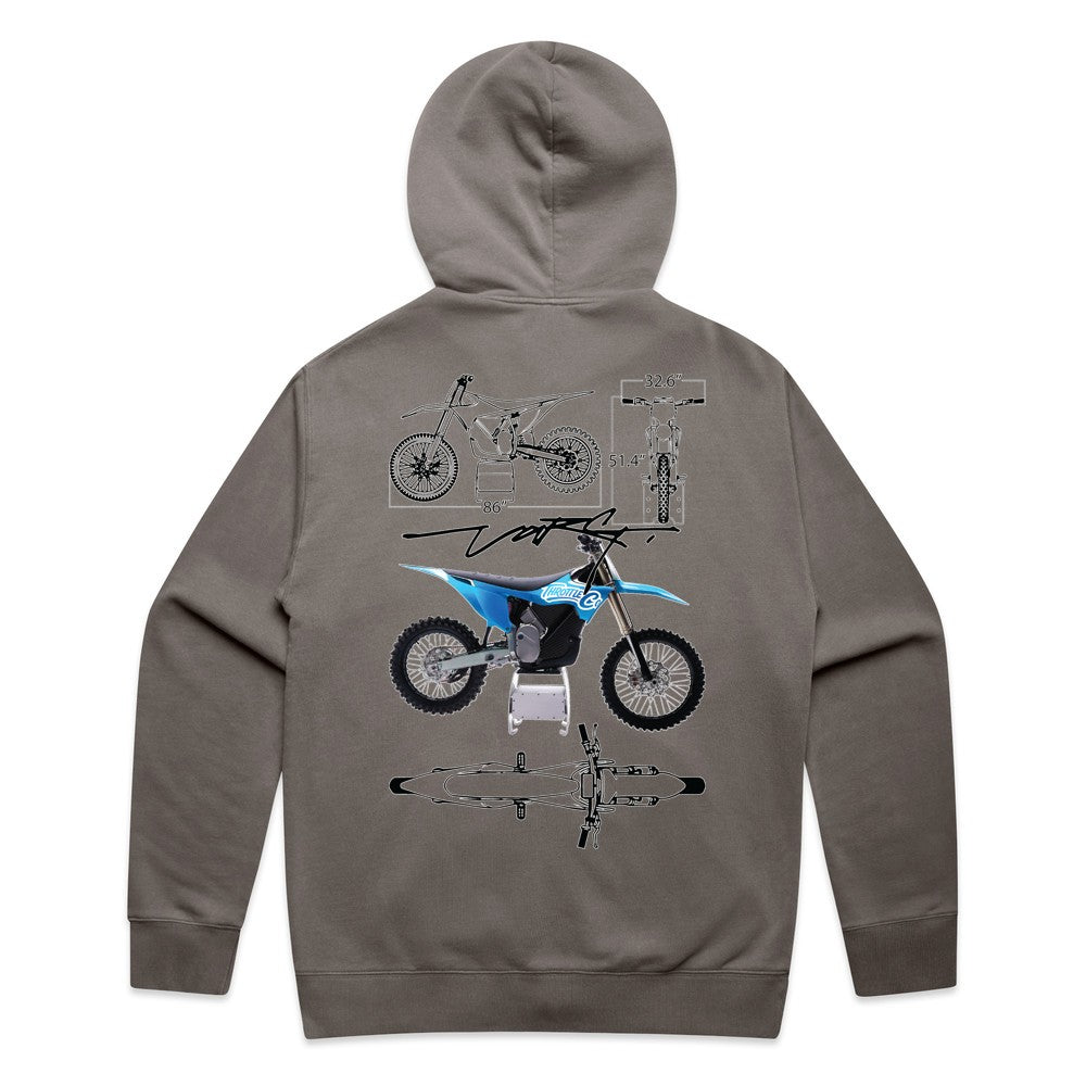 Throttle Co Varg Zip Hoodie Faded Grey Back