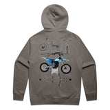 Throttle Co Varg Zip Hoodie Faded Grey Back