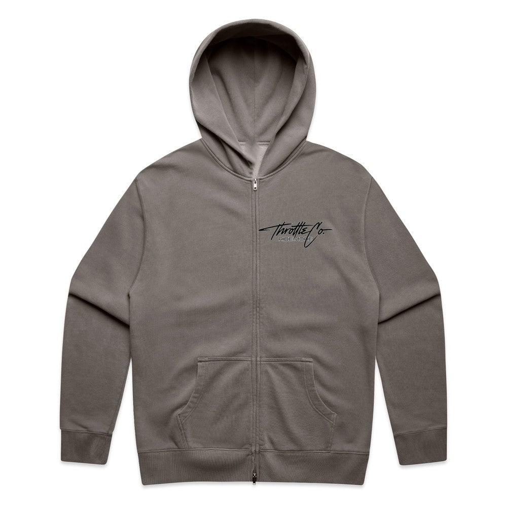 Throttle Co Varg Zip Hoodie Faded Grey Front