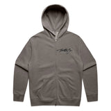 Throttle Co Varg Zip Hoodie Faded Grey Front