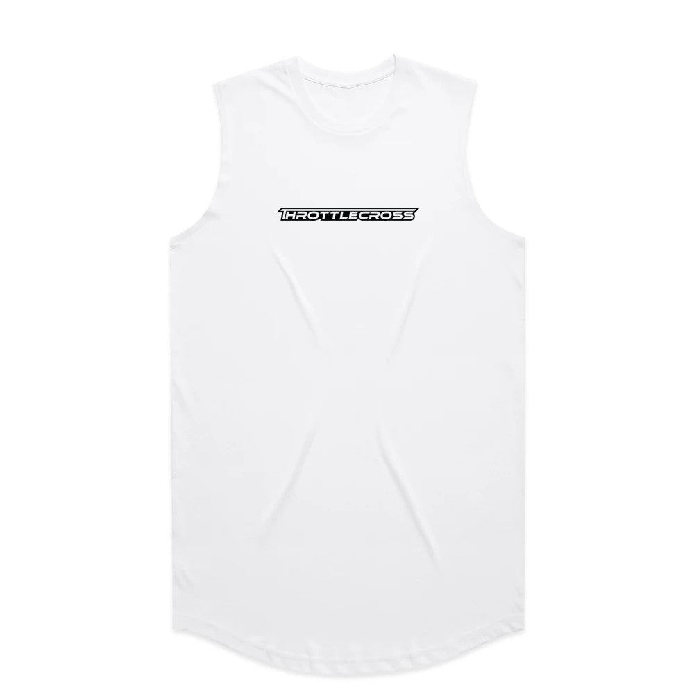 Throttlecross Logo Drop Tank White Front