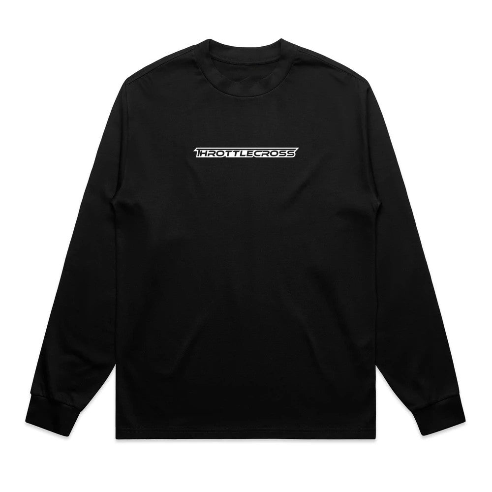 Throttlecross Logo Heavyweight Long Sleeve Tee Black Front