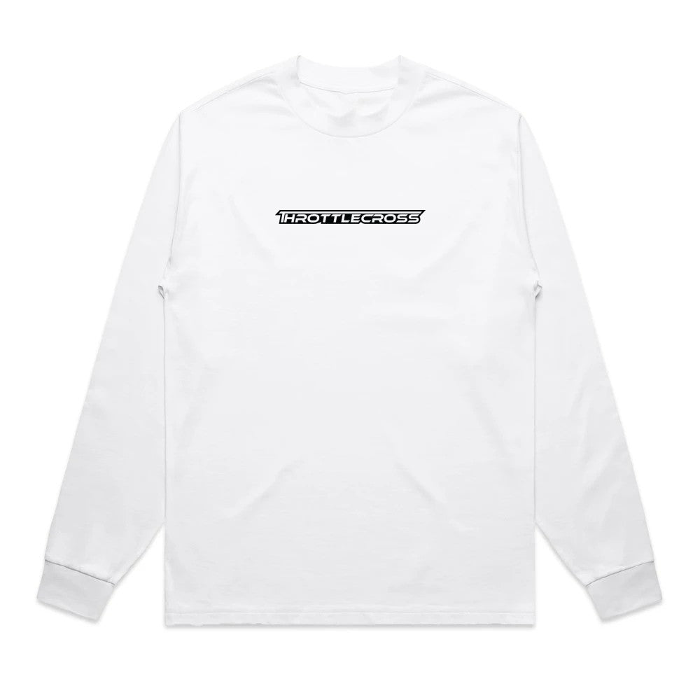 Throttlecross Logo Heavyweight Long Sleeve Tee White Front