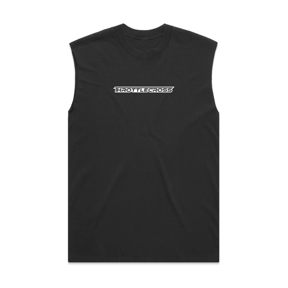 Throttlecross Logo Heavyweight Tank Faded Black Front