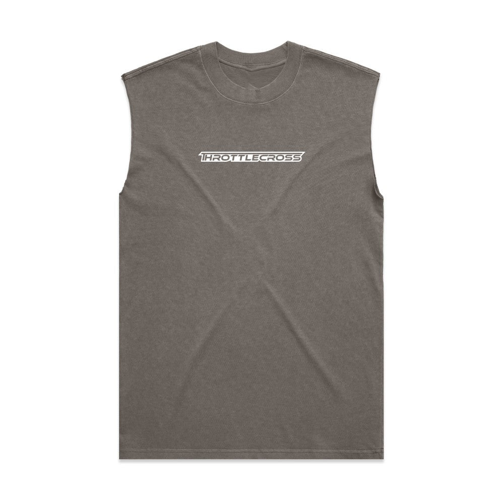 Throttlecross Logo Heavyweight Tank Faded Grey Front