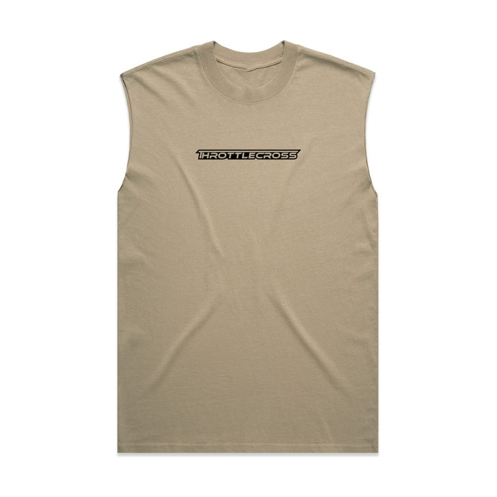 Throttlecross Logo Heavyweight Tank Faded Khaki Front