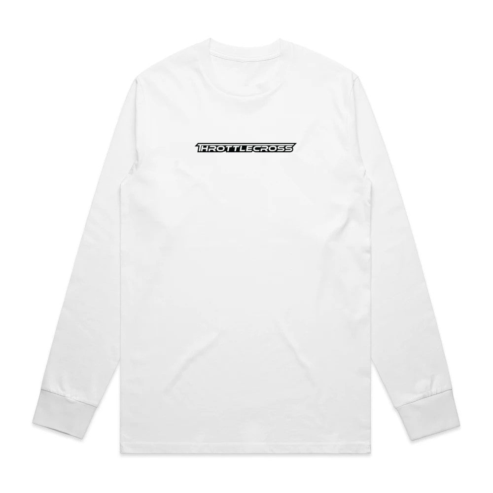 Throttlecross Logo Long Sleeve Tee White Front