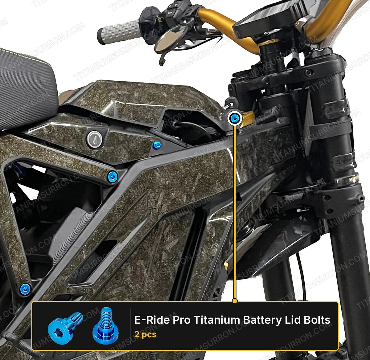 Titanium Battery Lid Bolts - E-Ride Pro -  (Two Pcs)