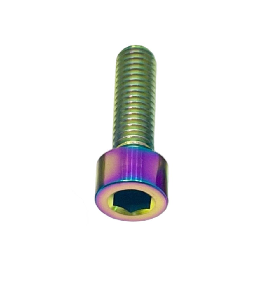 Titanium brake handle mount bolts for electric dirt bike — hardware detail