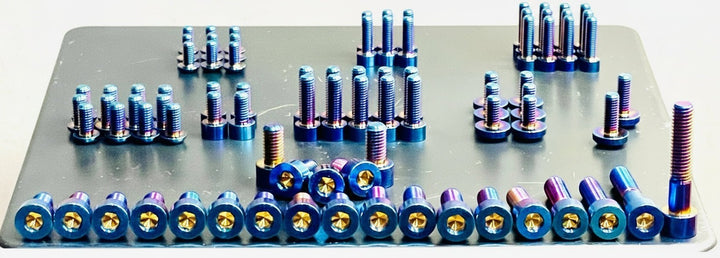 Titanium Full Body Bolt Kit for Rerode R1 — full kit layout overview