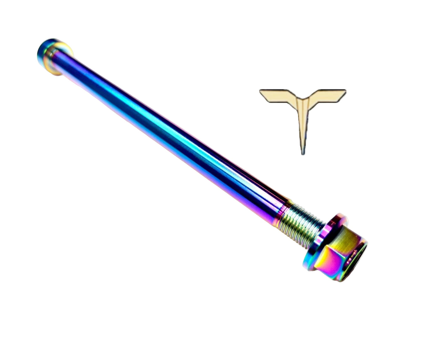 Titanium rear axle for Talaria — axle and nut detail